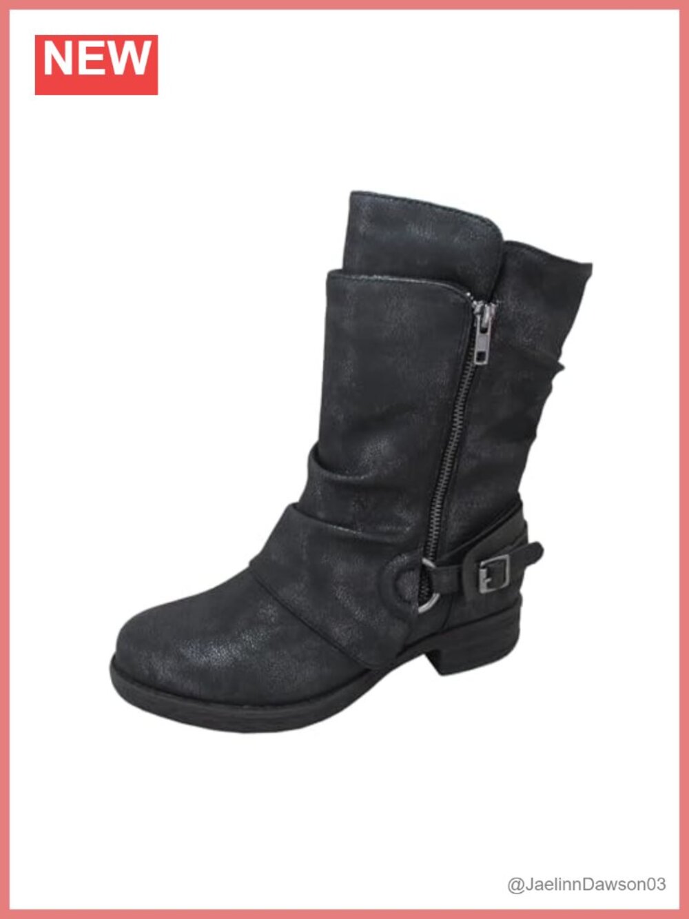 Jellypop Women's Keto Mid-Calf Boot Synthetic Almond Toe Zip
